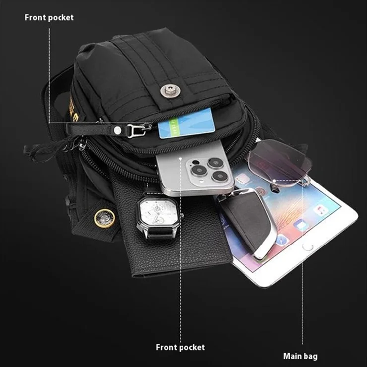 WEPOWER 7110 Nylon Men Waist Bag Chest Pack Leg Pouch for Commuting Outdoor Cycling Sports - Dark Blue