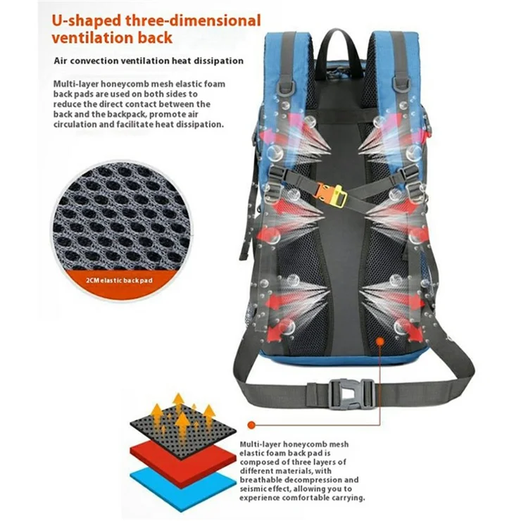 SOLDIER BLADE DF8812 24 Inch Outdoor Hiking Backpack Waterproof Nylon Camping Daypack with Shoe Compartment - Black