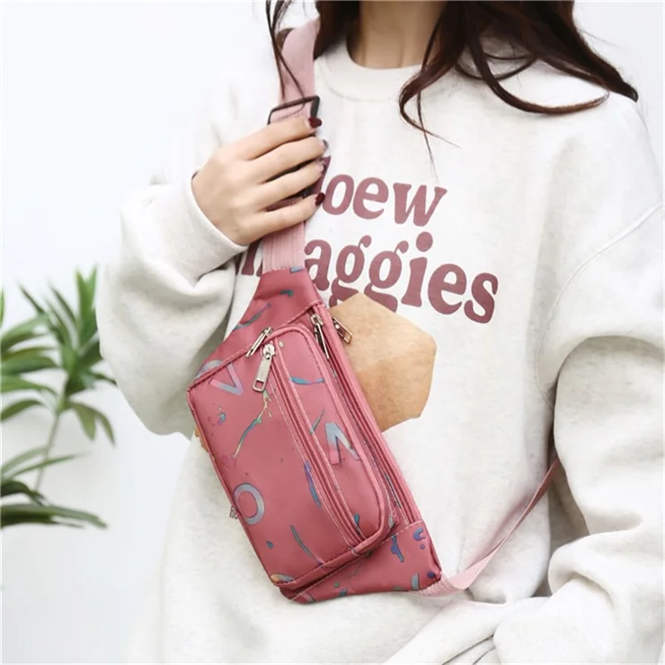 Women Waist Pack Phone Holder Crossbody Bag Oxford Cloth Versatile Fashion Fanny Pack - Black