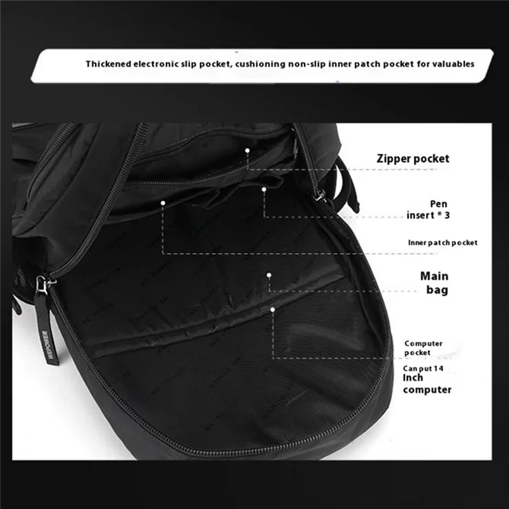 WEPOWER 2329 Waterproof Nylon Casual Daypack Breathable Men Backpack for 14 Inch Laptop - Army Green