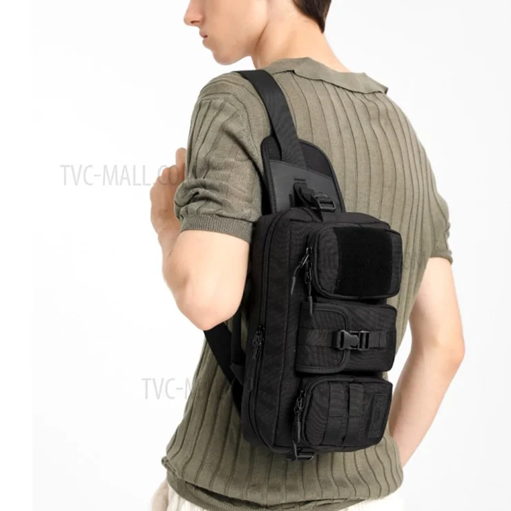 OZUKO 9449 Men Waterproof Fanny Pack Outdoor Sports Large Capacity Chest Bag - Khaki