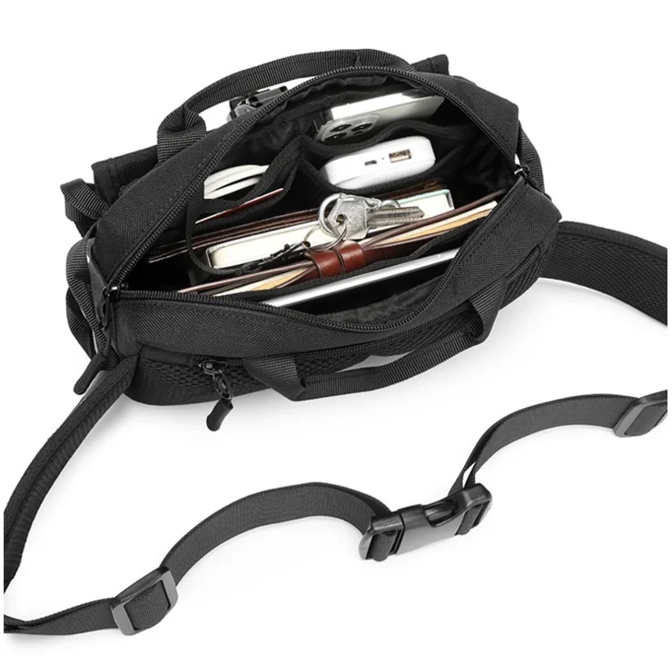 OZUKO Tactical Style Waterproof Wear Resistant Waist Bag Sports Adjustable Shoulder Chest Bag for Men - Army Green