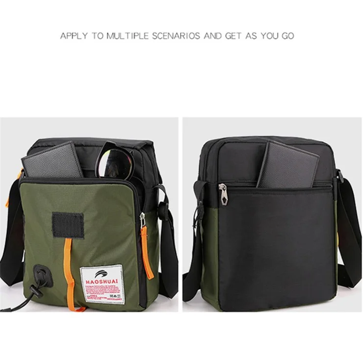 HAOSHUAI 206# Men's Crossbody Bag Nylon Travel Shoulder Bag Sports Storage Bag - Dark Blue