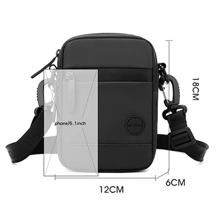 WEPOWER 1237# Casual Mini Men Crossbody Bag Multifunctional Nylon Chest Bag Phone Pouch - Black