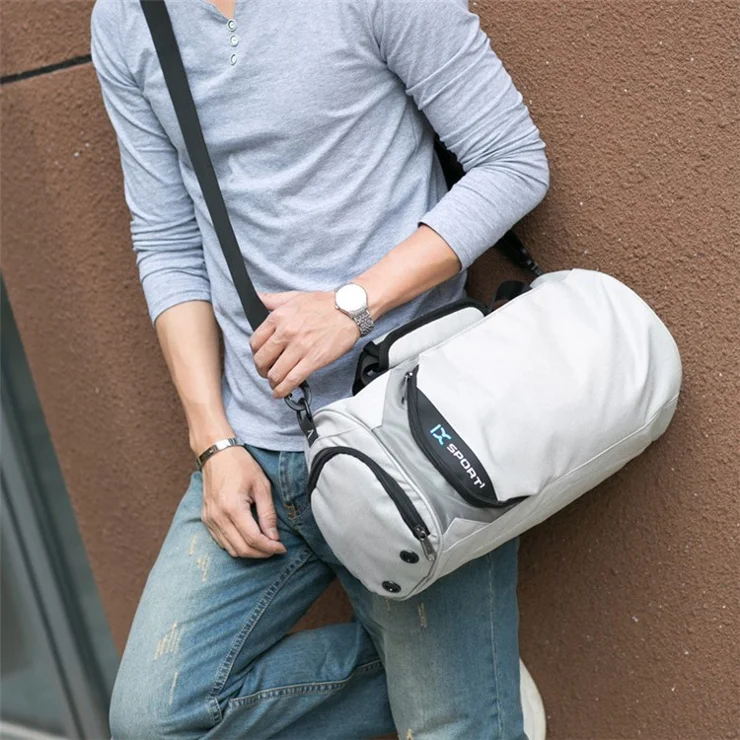 OUTDOOR INOXTO Polyester Gym Bag Dry and Wet Depart Pocket Sports Duffle Short-Distance Trip Camping Tote Bag - Blue