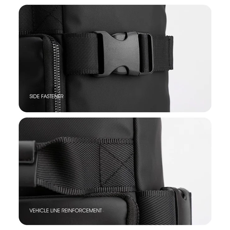 WEPOWER 1219 Nylon Leather-coating Cloth Backpack Men's Travel Shoulders Bag Laptop Carrying Bag Daypack - Grey