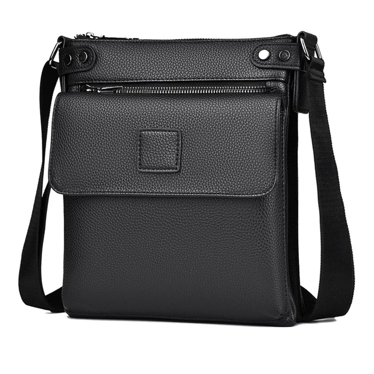 D278 PU Leather Business Men Crossbody Pouch Messenger Bag with Adjustable Shoulder Strap - Brown