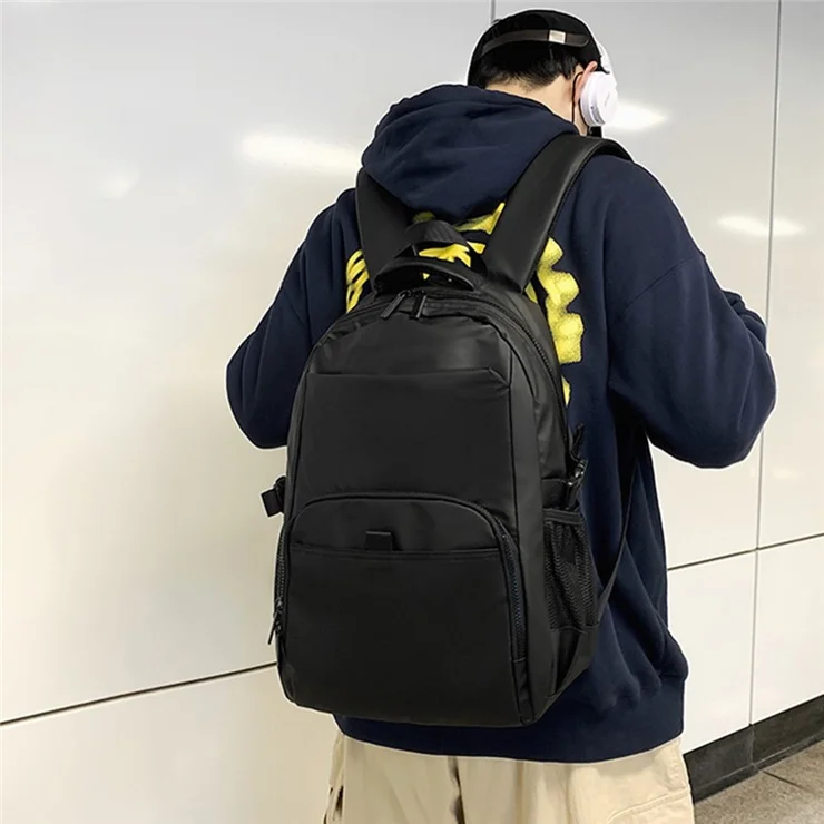 WEPOWER 3403# Waterproof Nylon Backpack Men Shoulder Bag for 15.6-inch Laptop - Black