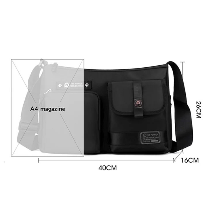 WEPOWER 1867 Nylon Crossbody Bag Men's Daypack Shoulder Bag Travel Bag - Grey