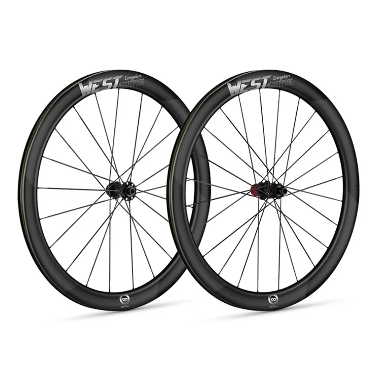 WEST BIKING YP1401038 / YP1401039 2PCS Carbon Fiber Road Bike Wheels 700C Clincher Wheelset - Hub Braking