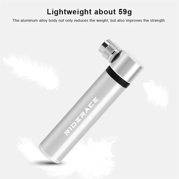 RIDERACE RR9269 100 PSI Portable Mini Bike Pump Lightweight Aluminum Alloy Air Inflator - Silver