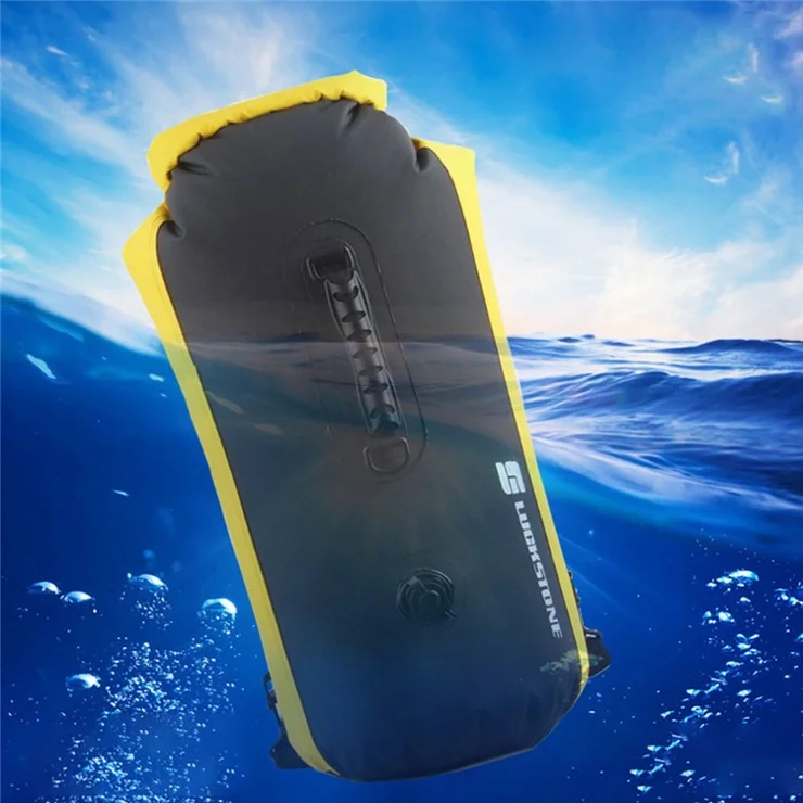 LUCKSTONE FSD3003003 60L Waterproof Dry Bag with Air Spout Dry Wet Separation Outdoor Swimming Storage Foldable Bag - Yellow/Black