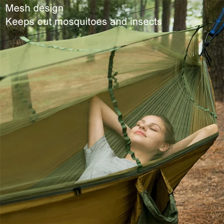 CSTUR Outdoor Travel Camping Mosquito Net Hammock Hanging Sleeping Bed - Black+Grey