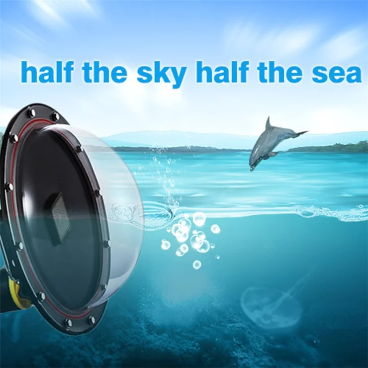 TELESIN GP-DMP-T05 30M Waterproof Dome Port Underwater Housing Case Cover with Floating Handle Trigger for GoPro Hero 7/6/5