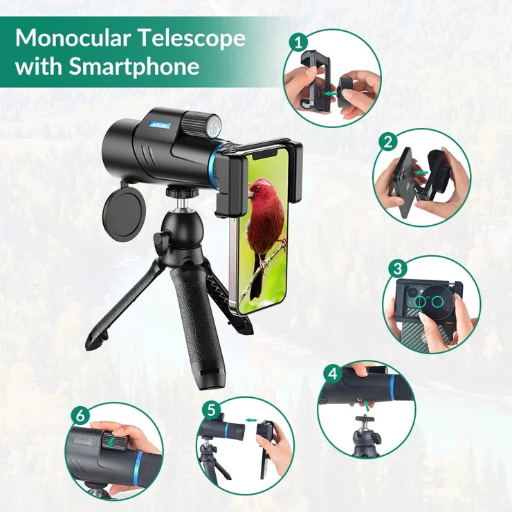 Vision Longue Distance Monoculaire 12x50 Yongheng - Grossissement Puissant Avec Trépied - Pour Observation Oiseaux Et Randonnée - Noir Monoculaire Decathlon