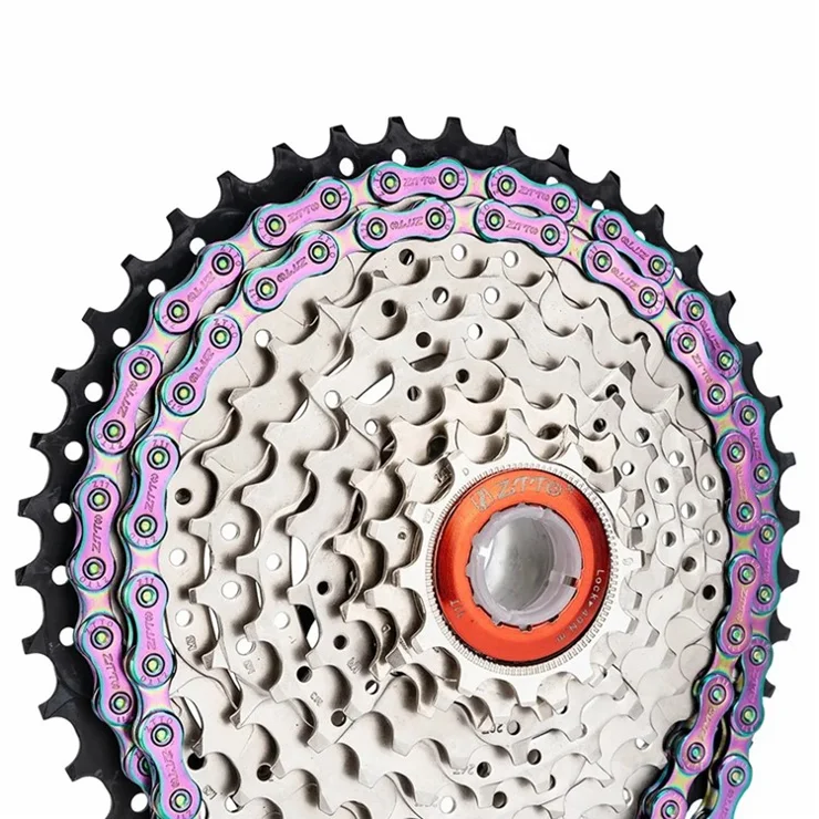 ZTTO Z09 Mountain Road Bike Chain 9-Speed 116 Links Carbon Steel Bicycle Chain - Colorful Semi-hollow