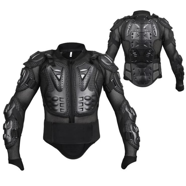 SULAITE GT201 Motorcycle Full Body Armor Jacket Chest Back Protection Clothing Sports Protective Gear - All Black / S
