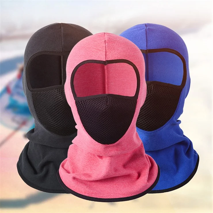 Outdoor Motorcycle Cycling Windproof Balaclava Breathable Mesh Face Mask Neck Warmer - Wine Red