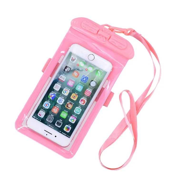 T-35N 5.2-6.44 Inches Cell Phone Bag Waterproof Universal Beach Pool Swimming Phone Pouch with Strap, Size L - Black