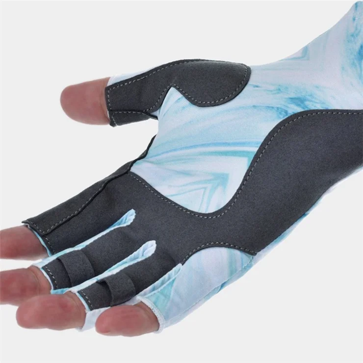 BOODUN P111439 One Pair Elastic Lycra Fishing Gloves Outdoor Sports Anti-UV Cycling Camping Hiking Half-Finger Gloves - Green / L