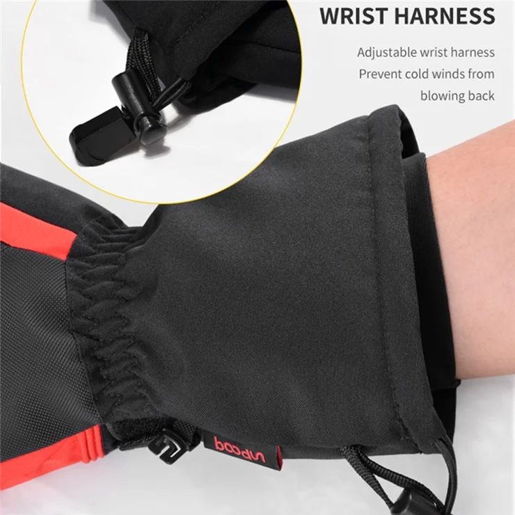 BOODUN 1384 1 Pair Winter Warm Touch Screen Gloves Full Finger Mittens for Skiing Cycling - Black Red / L