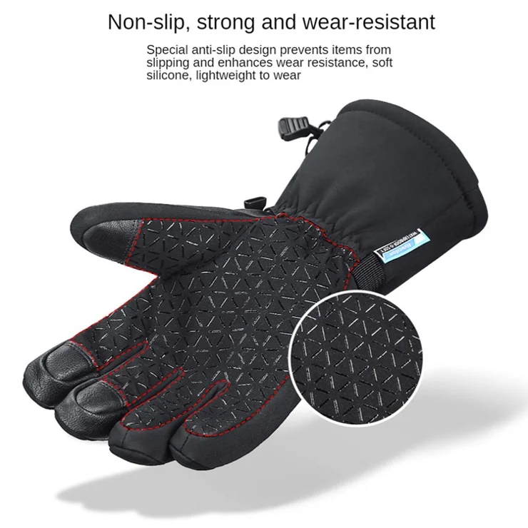 KYNCILOR A0085 1 Pair Ski Gloves 3 Fingers Touch Screen Snowboard Thermal Gloves Warm for Men Women - Black / L