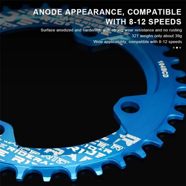 RIDERACE RR9494 38T 104BCD Round Narrow Wide Teeth Bicycle Crank Chainring Mountain Bike Crankset - Red