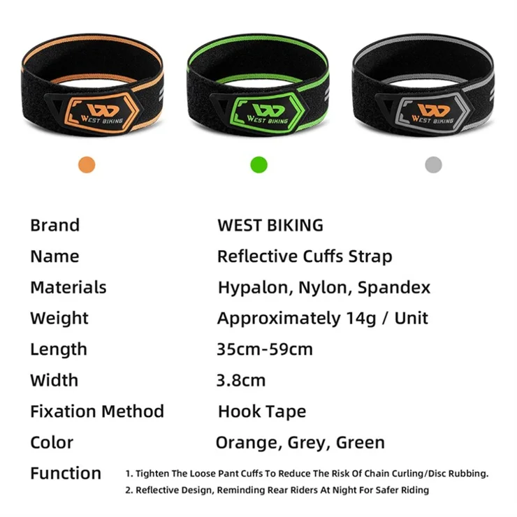 WEST BIKING YP0719397 1Pc Bicycle Leg Strap Outdoor Cycling Reflective Cuffs Elastic Bands Pants Strap - Green