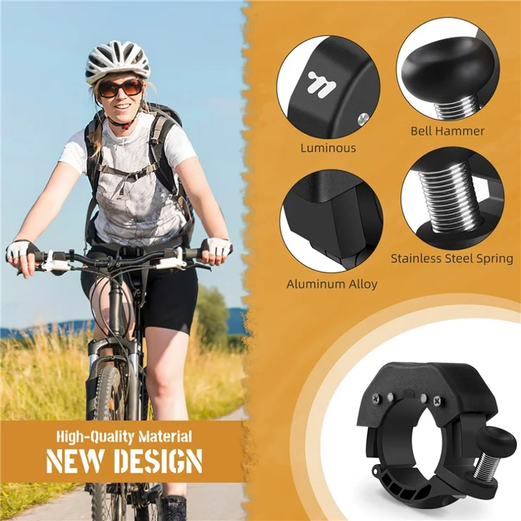 WEST BIKING Mountain Road Bike Bell Aluminum Alloy Loud Crisp Bicycle Warning Ring - Black+Yellow