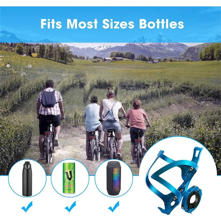 JUNSUNMAY BH001 Aluminum Alloy Bicycle Water Bottle Bracket MTB Bike Bottle Cage with Rotation Base - Black