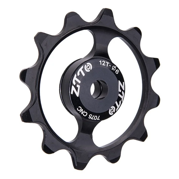 ZTTO ZT-12T Mountain Bike 12T Ceramic Bearing Derailleur Pulley Aluminum Alloy Guide Wheel - Black