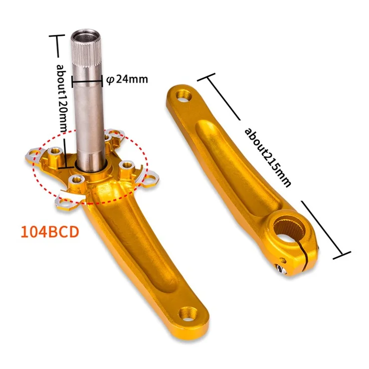 ZTTO ZT-01 Bike Cranksets Bicycle Crank Arm Set with Bottom Bracket Kit and Chainring Bolts Cycling Parts - Red