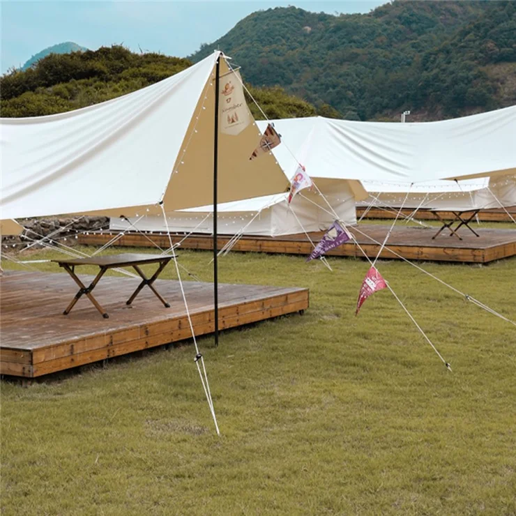 4mmx4m Climbing Rope Camping Tent Canopy Windproof Rope with Adjustable Pulley Tensioner for Outdoor Activities - Orange