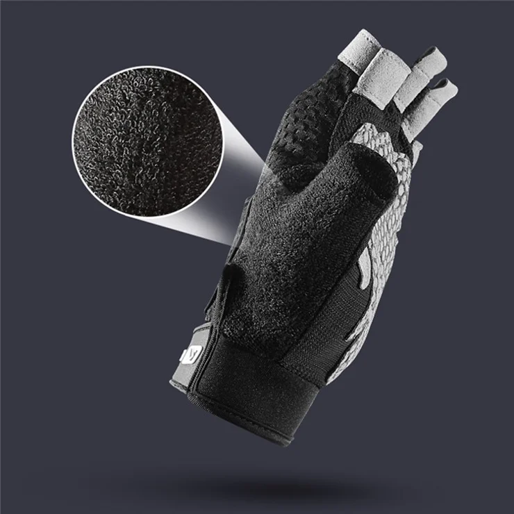 KYNCILOR A0042 One Pair Fitness Gloves Weightlifting Breathable Non-Slip Silicone Half Finger Bicycle Riding Gloves Cycling Accessories for Men and Women - Grey//XL