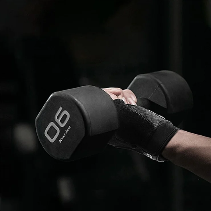 KYNCILOR A0042 One Pair Fitness Gloves Weightlifting Breathable Non-Slip Silicone Half Finger Bicycle Riding Gloves Cycling Accessories for Men and Women - Black//M