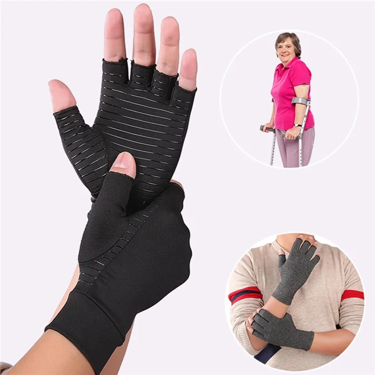 KYNCILOR A0048 One Pair Compression Gloves Half Finger Breathable Gloves for Arthritis, Swelling and Pain Relief, Relaxation and Recovery of Hand, Wrist and Joint - M