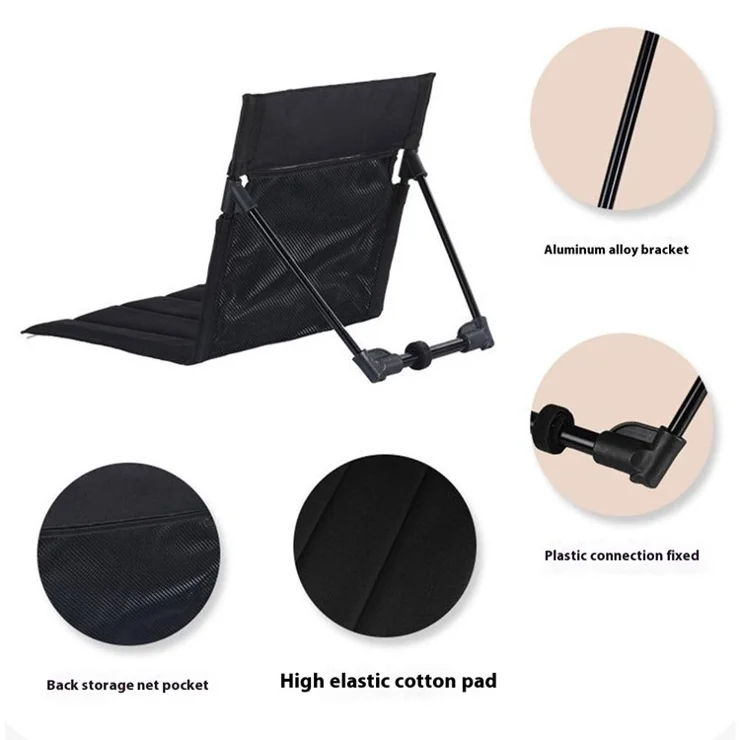 Aluminum Alloy+Oxford Cloth Chair Seat Cushion Recliner for Outdoor Camping Picnic - Brown
