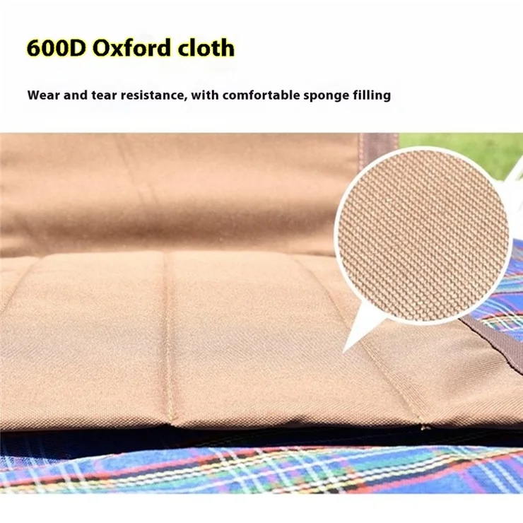 Aluminum Alloy+Oxford Cloth Chair Seat Cushion Recliner for Outdoor Camping Picnic - Brown