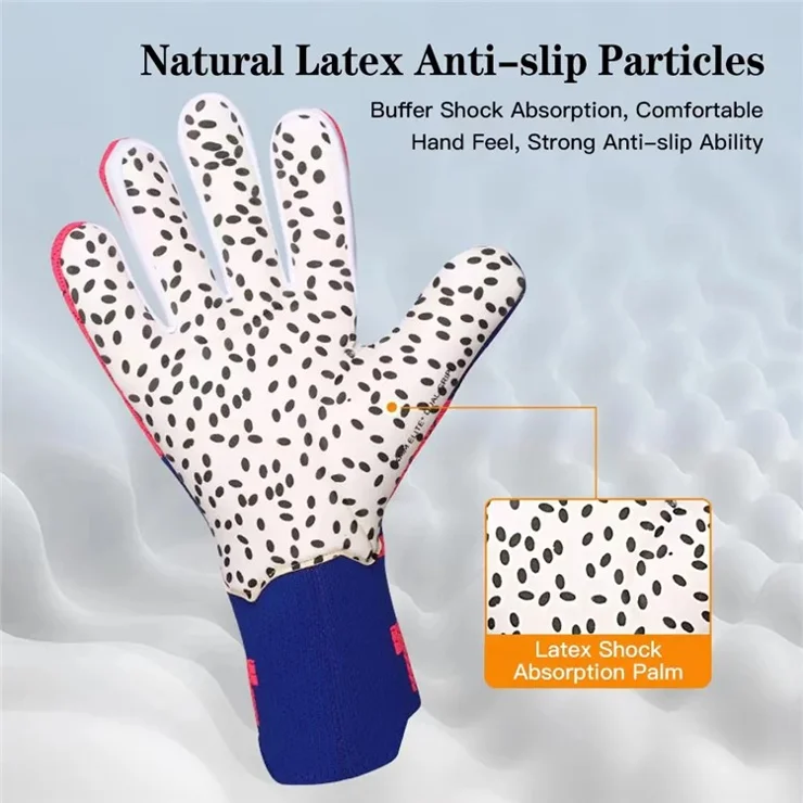 Thicken Latex Palm Goalkeeper Gloves Professional Soccer Training Mittens for Adult Children - Blue+Pink / Size 7