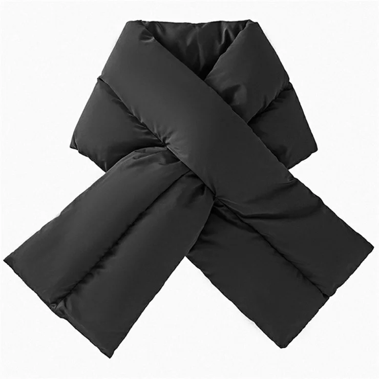 Winter Warm Cloud Cotton Scarf Double Tube Cross Tie Full Collar Scarf - Black