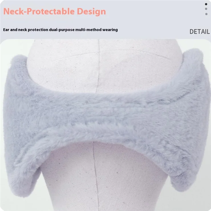 Warm Earmuffs Thick Rabbit Fur Ear Covers Winter Outdoor Cycling Windproof Ear Warmers - Beige