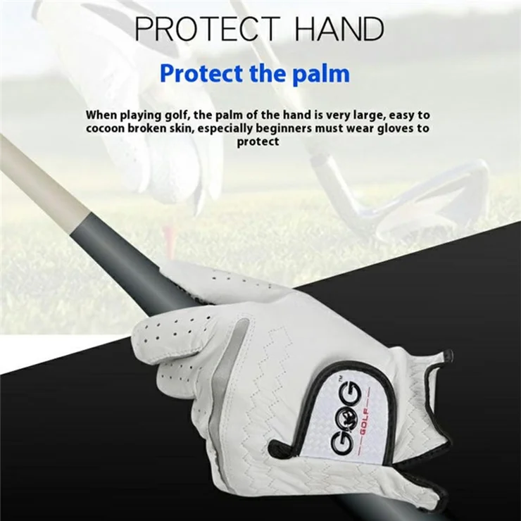 GOG 1Pc Sheepskin Leather Golf Glove Anti Slip Club Swing Putting Mittens for Men - Left Hand / Size 27