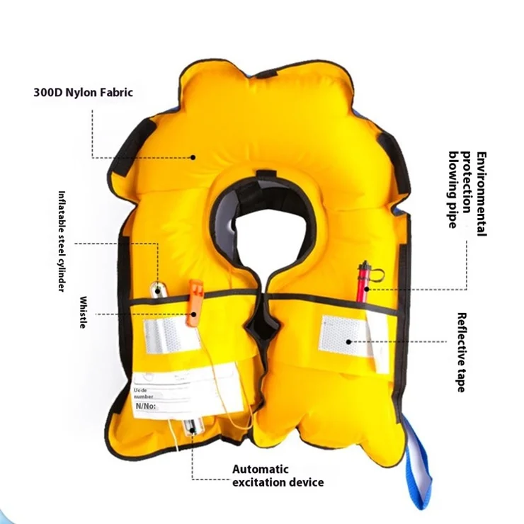 JH-CQJSY-01 Automatic Version Portable Inflatable Life Jacket Adult 300D Nylon 150N High Buoyancy Vest - Orange