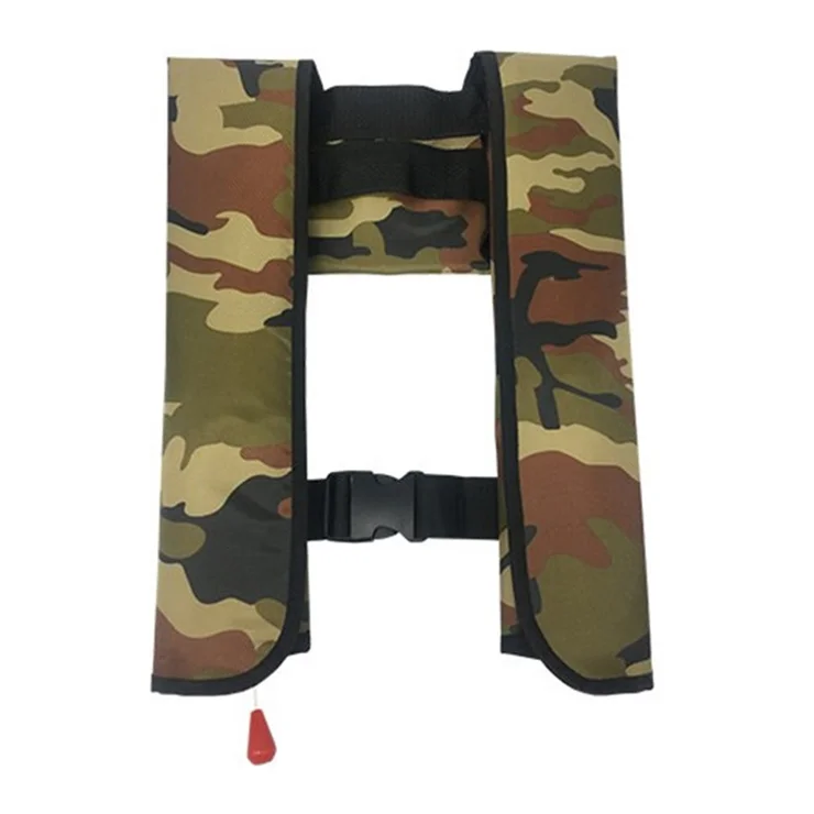 JH-CQJSY-01 Automatic Version Portable Inflatable Life Jacket Adult 300D Nylon 150N High Buoyancy Vest - Camouflage Green