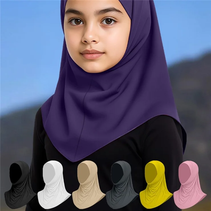 ETMSLTT Muslim Head Scarf for Children Sun Protection Milk Silk Middle Eastern Hijab Ethnic Turban Headwrap - Dark Purple