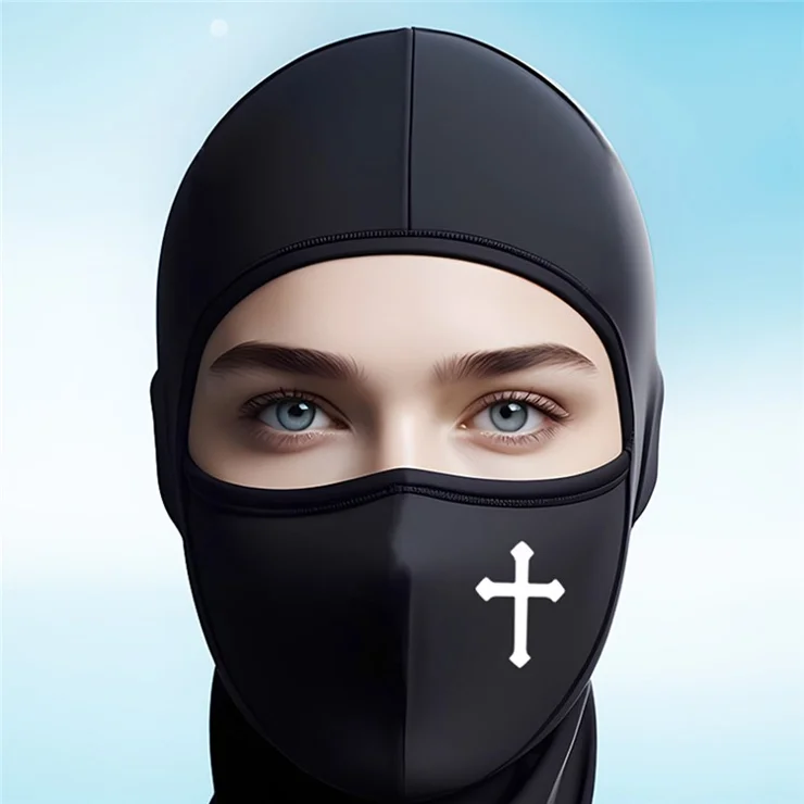 Windproof Cycling Full Face Mask Milk Silk Summer Outdoor Sun Protection Hood Balaclava - Black / TBTT-012