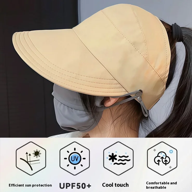 Kuyou Sport Mesh Trucker Cap - Foldable Sun Protection Hat, Khaki, One Size - View #4