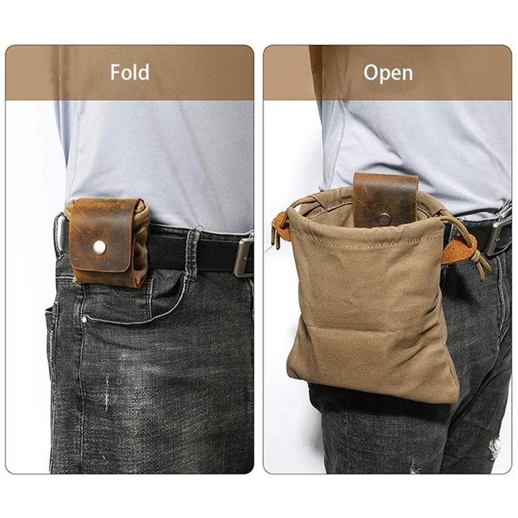Garden Picking Fruit Bag Canvas Drawstring Foraging Bag Belt Bag Harvesting Bag - Blue