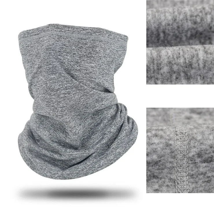 A01-WB Winter Outdoor Cycling Face Mask Skiing Neck Scarf Fleece Warm Neck Gaiter - Light Grey