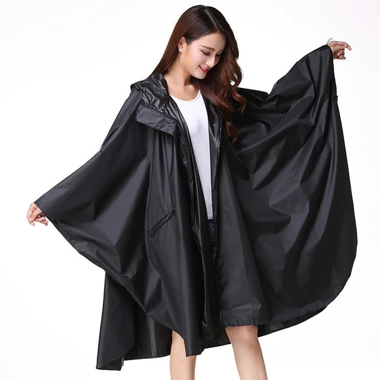 7029 Large Cycling Rain Poncho Bike Cycling Hooded Raincoat Rain Cape On the Go Rain Protection, Size: L - Black